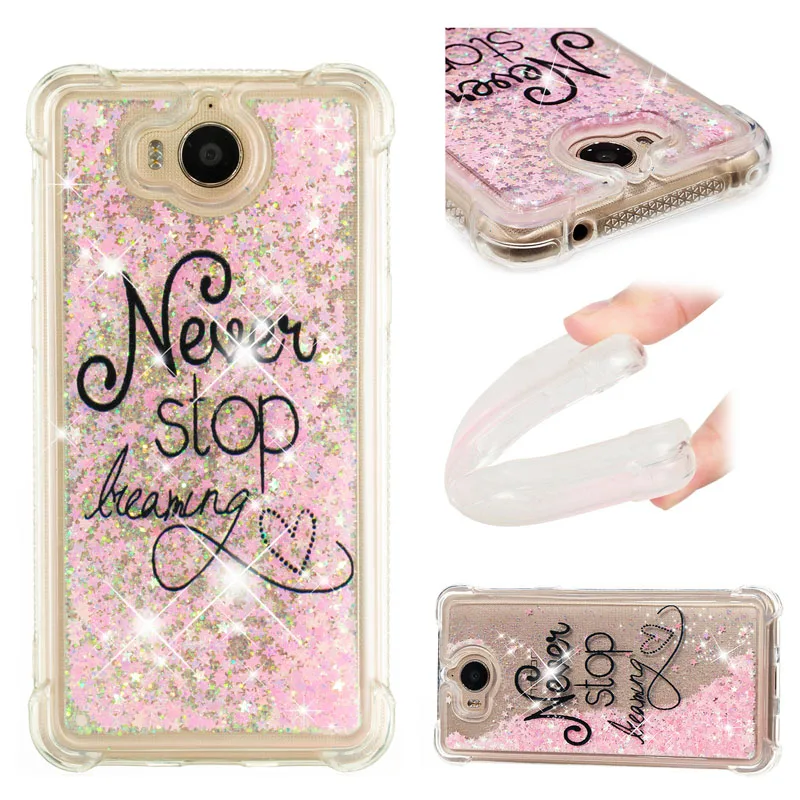 Для huawei Y5 Y6 Nova Young Bling с динамичными плавающими жидкими милый чехол MYA-U29 MYA-L22 MYA-L41 L11 Мягкий силиконовый чехол-бампер