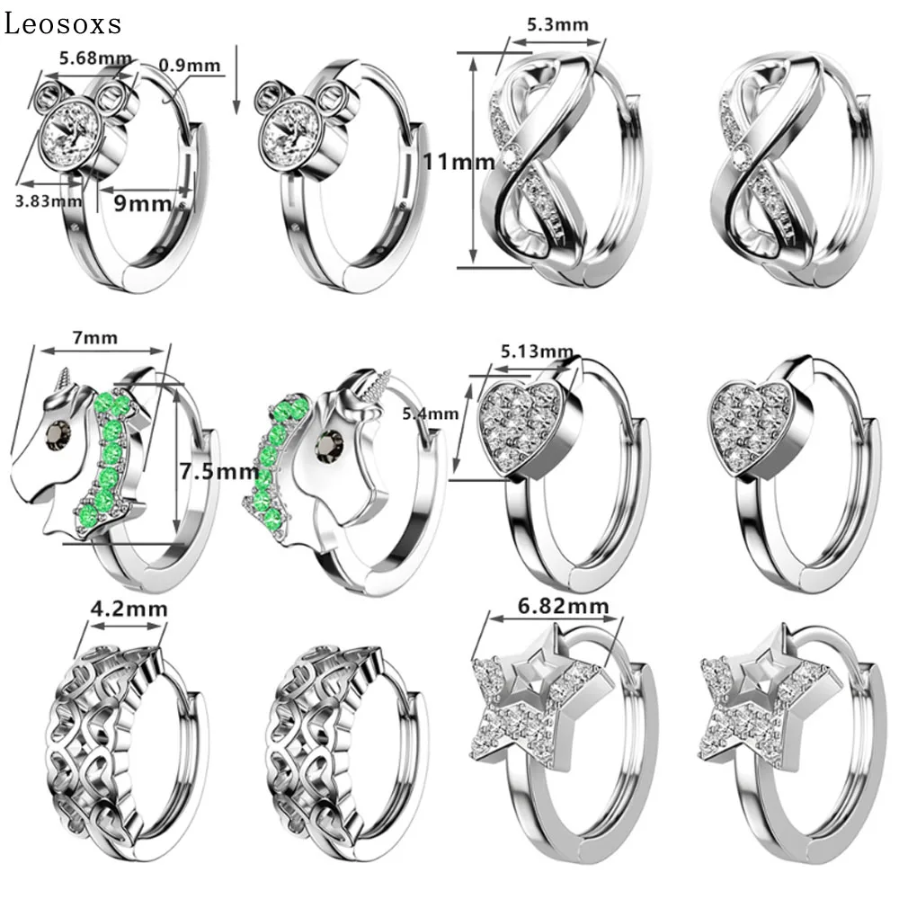 

Leosoxs 2 Pcs Hot New Style Button Earrings Earrings Five-pointed Star Heart