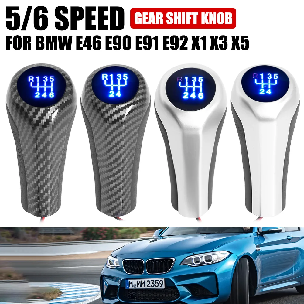 

5/6 Speed Gear Shift Knob Manual Transmission Shift Stick Knob with LED Backlit for BMW E46 E90 E91 E92 X1 X3 X5