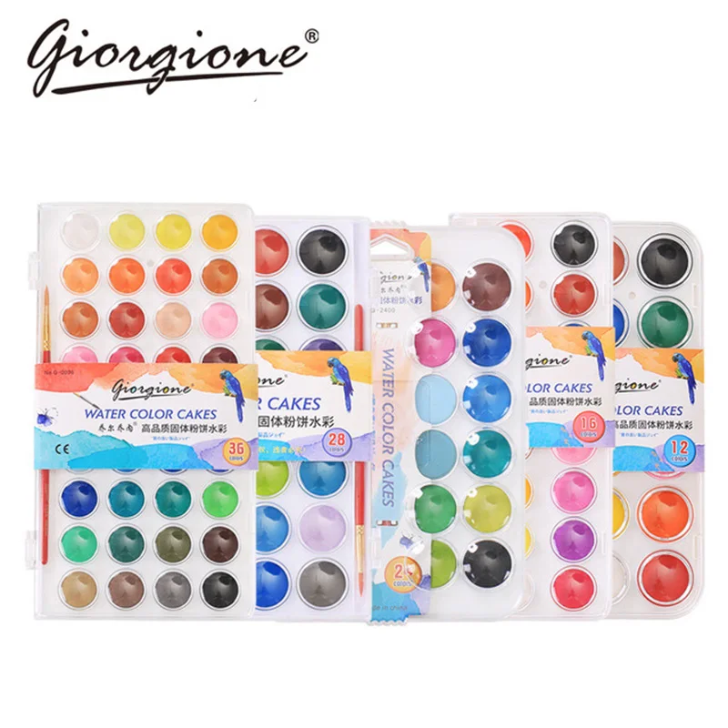 

Giorgione Solid Watercolor Paint With Wooden Pole Brush Pen Set Portable Water Brush Gouache Pigments School Art Stationery