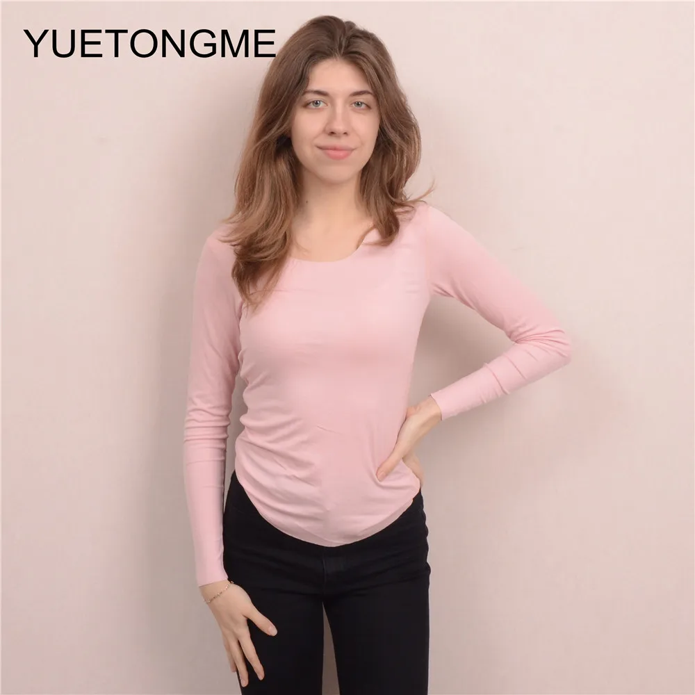 Женская футболка с длинным рукавом и круглым вырезом однотонная|american apparel|women t