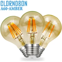 clorndson dimmable amber glass a60 2w 4w 6w 8w led e27 vintage retro 220v filament bulbs chandelier lighting lamp