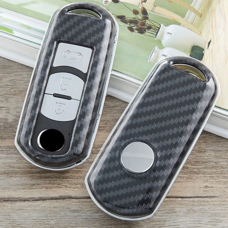 Матовый чехол для автомобильного ключа из углеродного волокна подходит Mazda 2 3 5 6