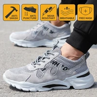 work safety shoes men lightweight breathable soft comfortable steel toe work shoes anti smashing puncture proof wearable