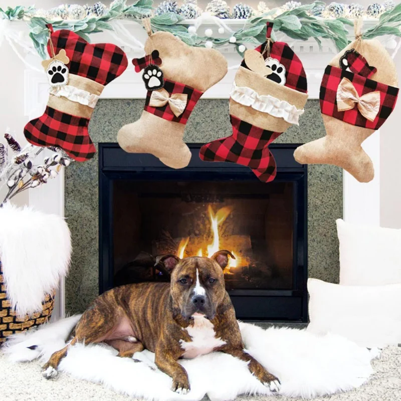 Рождественские чулки в форме кости/рыбы рождественские носки Подарочная сумка