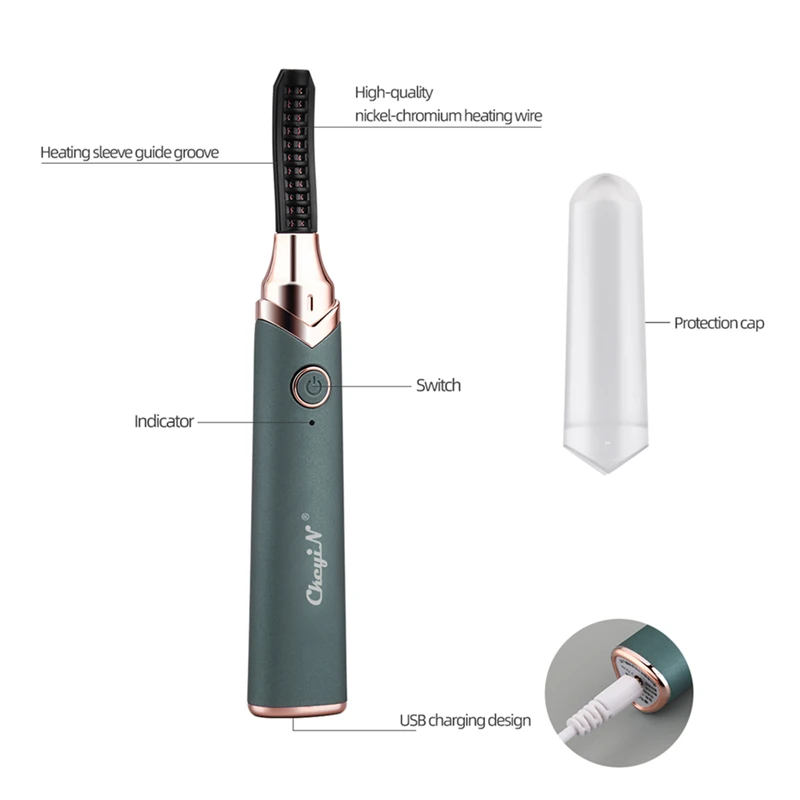 

CkeyiN Electric Eyelash Curler Portable Makeup Heated Curved Eyelash USB Rechargeable Eye Lashes Curling Long Lasting Tools 50