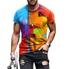 Мужская Винтажная футболка в стиле оверсайз, модель 2021 года, летняя Этническая футболка в стиле Харадзюку С 3D-принтом и графическим принтом и круглым вырезом