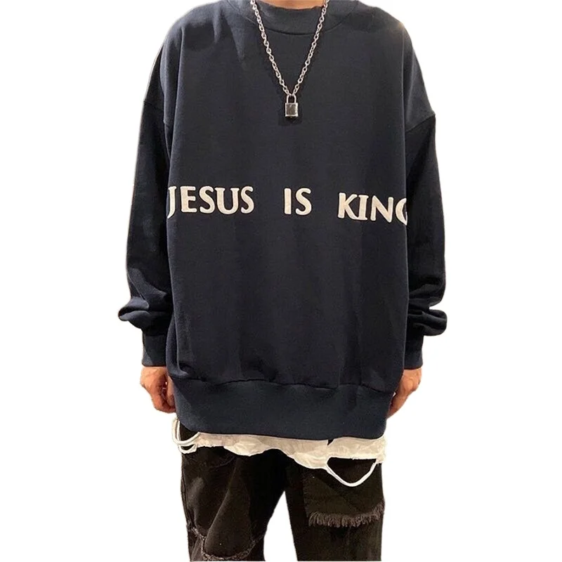 

Jesus Is King Sweatshirt Patchwork Print Urban Streetwear Oversize Thing Kanye Concert Hip Hop Hoodie Pullovers Men and Women