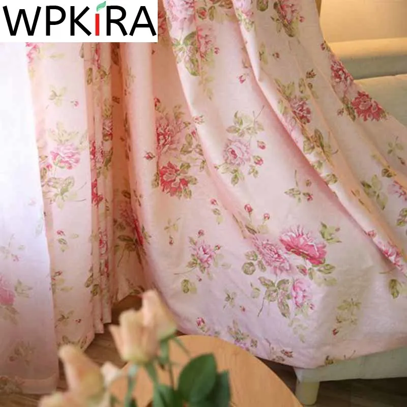 Современные жалюзи розовый цветок окна полу плотные шторы в простом стиле для