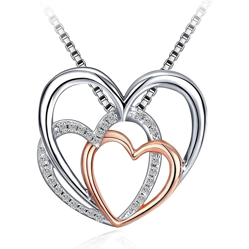 Женская роскошная инкрустация цирконием кулон в виде сердца ожерелье из чистого