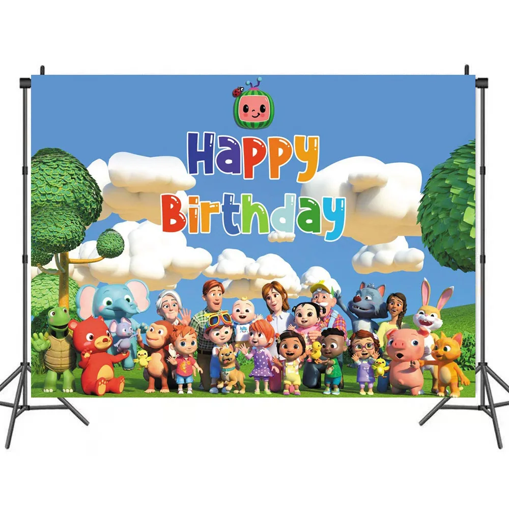 

Cartoon Cocomelon Background Birthday Party Decoration Girl Room Decor Boy Faovr Styling Baby Shower Party Supplies Kids Gift