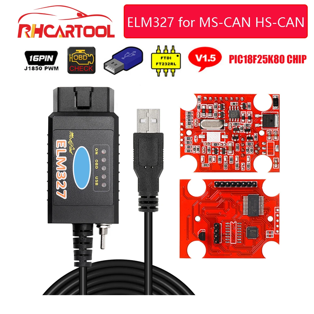 OBD2 ELM327 Pic18f25k80 для Ford mazda USB FTDI чип с переключателем Forscan HS CAN/MS CAN автомобильный