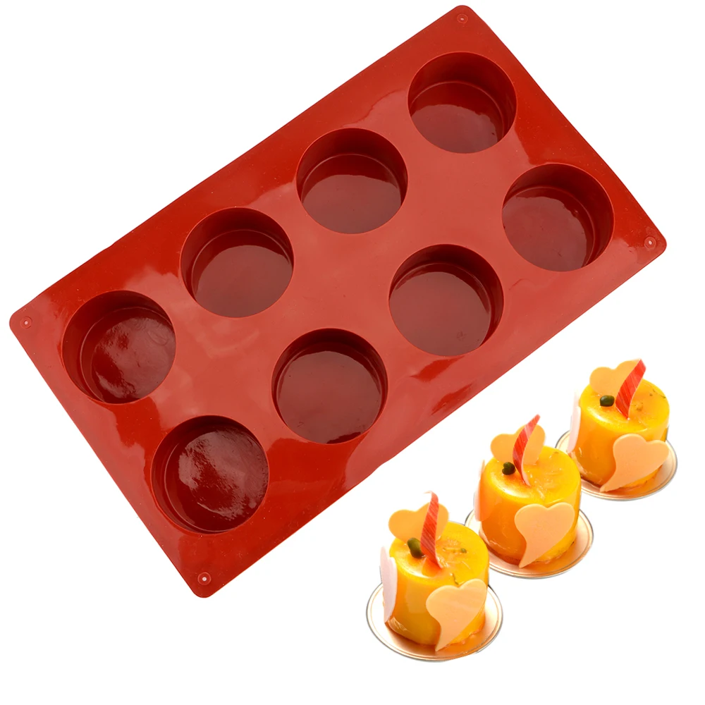 

8 Holes DIY Cake Mould Chocolate Biscuit Cake Mold 3D Handmade Cupcake Muffin Cupcake Baking Pan Round Silicone Cake Mold