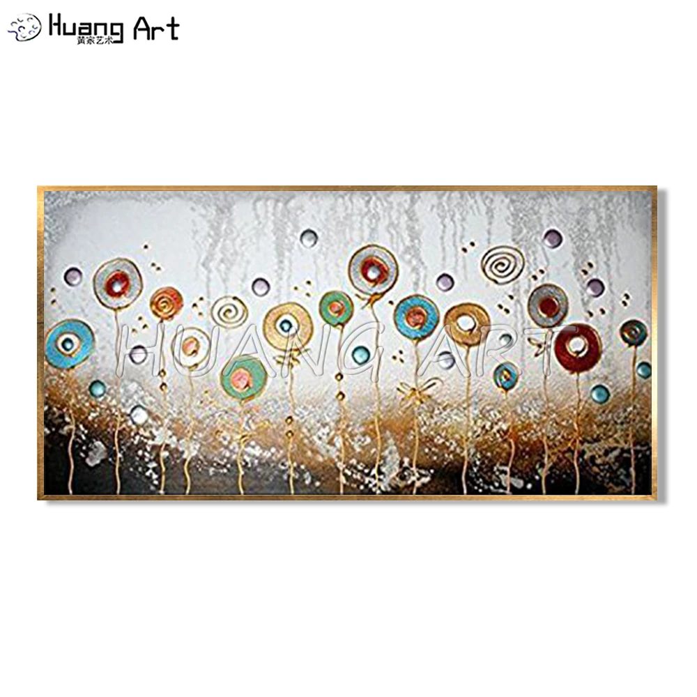 Абстрактная картина с воздушными шарами ручная роспись круглые текстуры маслом