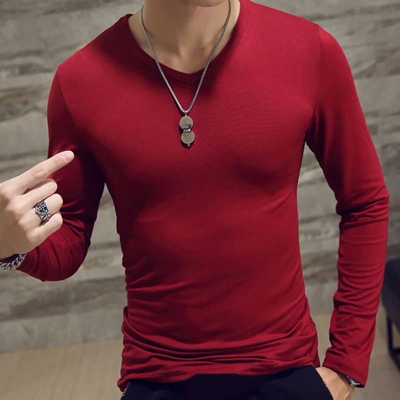 

1pc Fashion Hot Sale Classic Long Sleeve T-Shirt For Men Fitness T Shirts Slim Fit Shirts Designer Solid Tees Tops