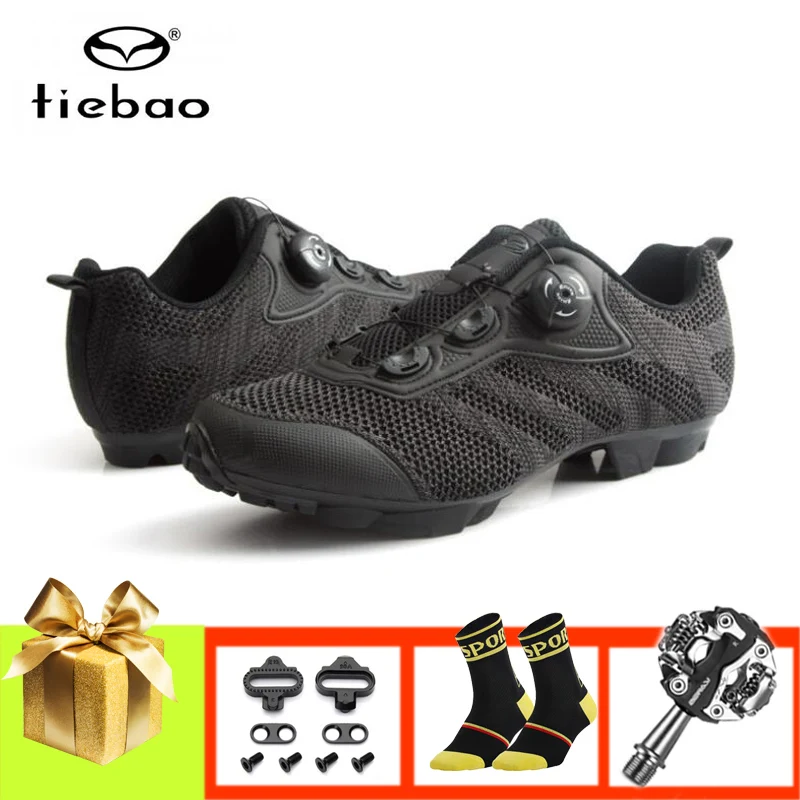 Tiebao Sapatilha Ciclismo Mtb Pedals Cycling Shoes Women Men Black Breathable Superstar Self-Locking Outdoor Riding Sneakers