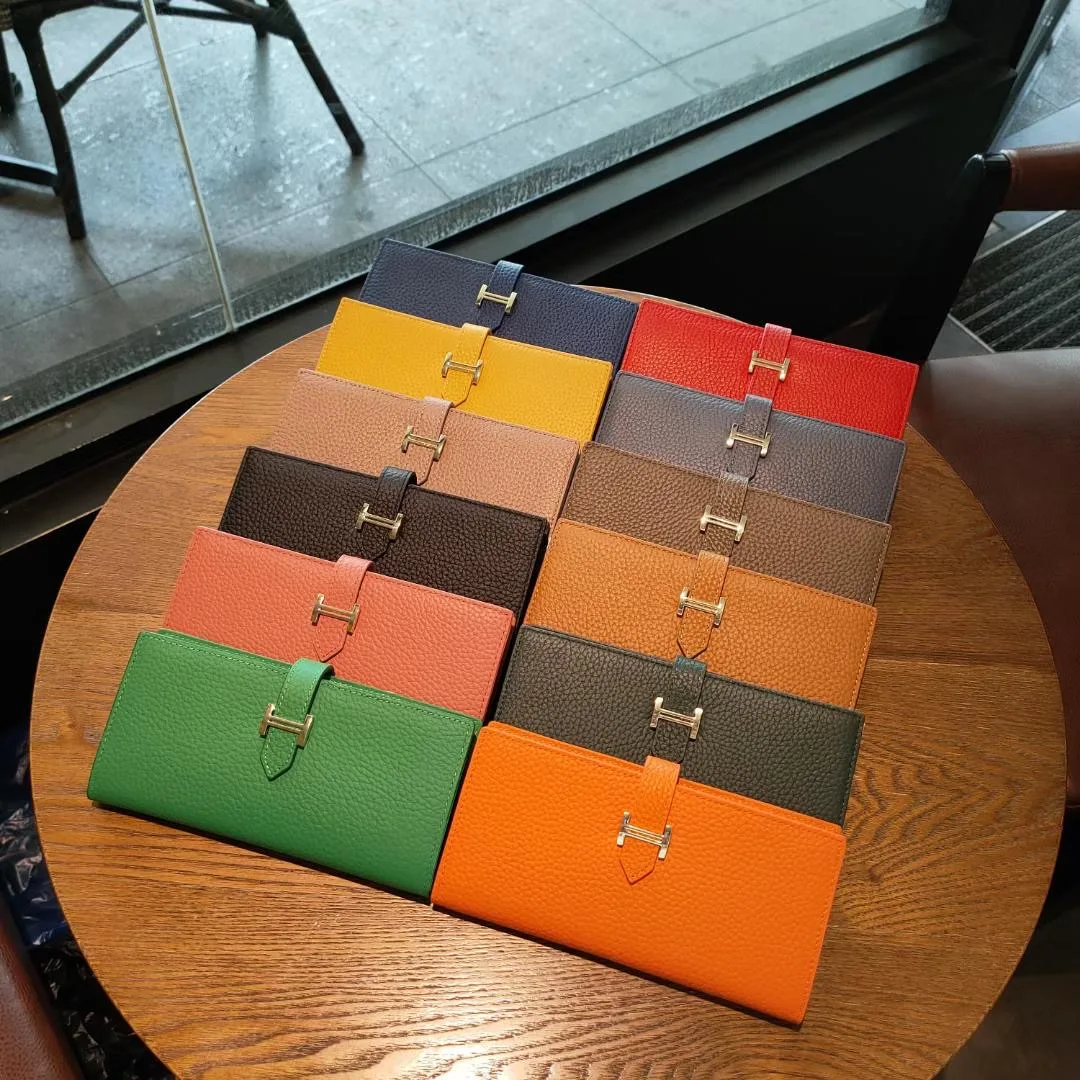 

Genuine Leather Womens Luxury Design Wallets Purse Fashion Long Money Bag Phone Card Holder Clutch 2021 Light Gold Hardwar