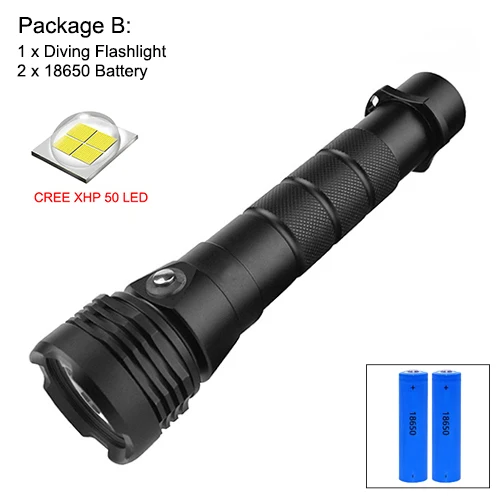 with 18650 battery CREE XHP50 светодиодный вспышка для подводного погружения и светильник белого и желтого цвета светильник подводный Водонепроницаемый 80 м Дайвинг Фонарь 4000 люмен светодиодный Дайвинг Фонарь - Испускаемый цвет: with 18650 battery