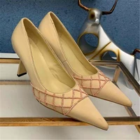 pearl grid high heel shoes sequins decoration shoes pointed toe single shoes slim heel ladies shoes shallow mouth womens shoes