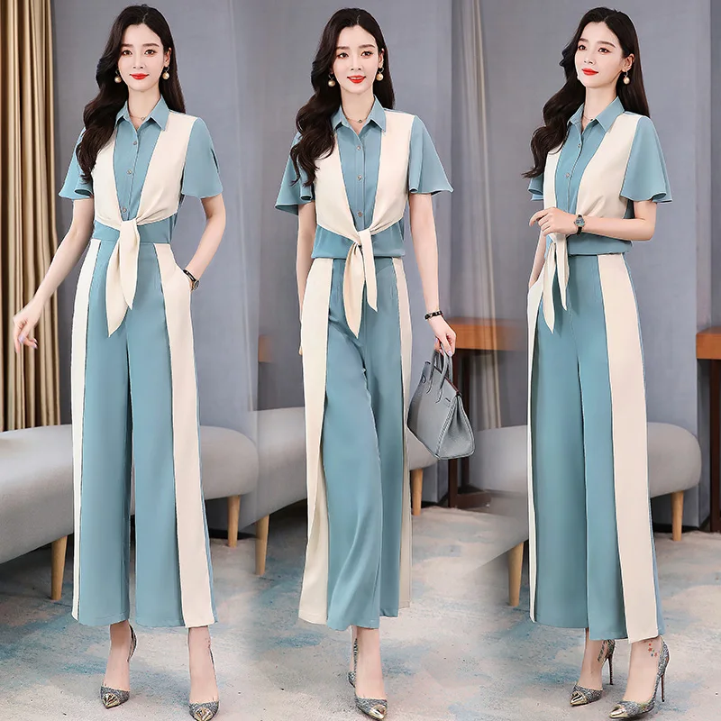 Женские летние костюмы женские комплекты из двух предметов с широкими штанинами