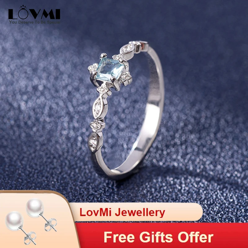 

Trendy 925 Silver Jewelry Women Rings Blue Zircon Gemstone Finger Ring For Girl Wedding Engagement Party Gifts Accessories
