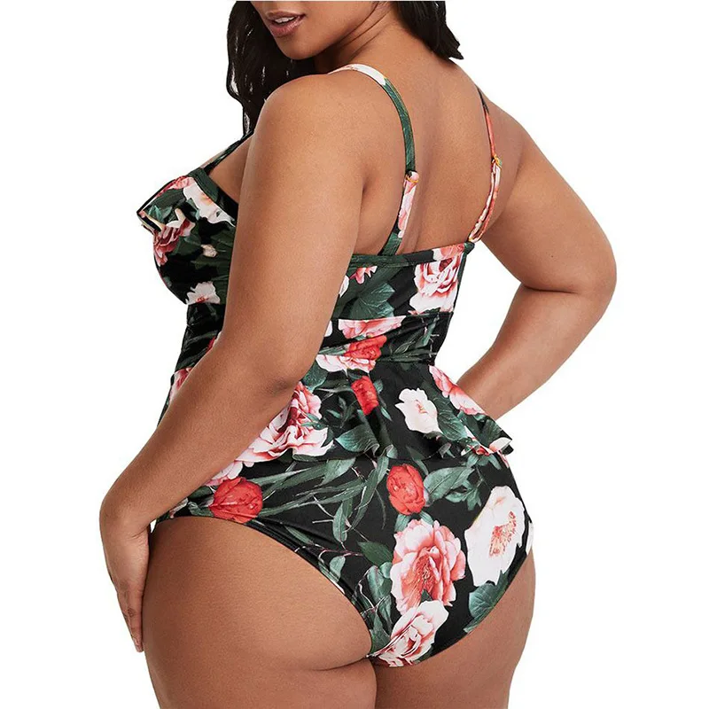 Новинка 2021 женский купальник большого размера с принтом и оборками сексуальный