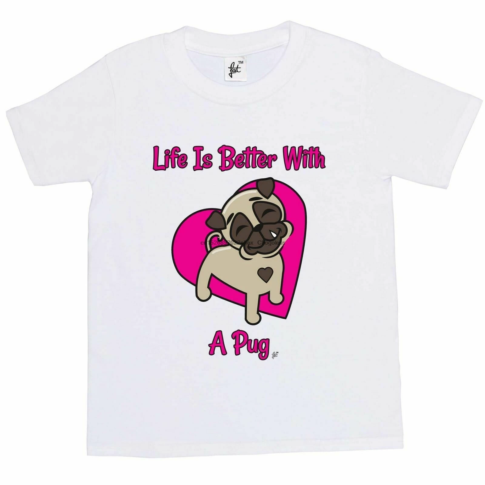 Футболка для девочек с надписью Life Is Better With A Pug Smile Happy