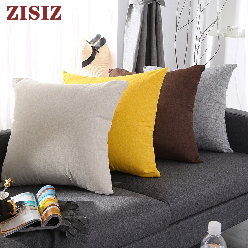 Твердые Цвет льняная наволочка Декоративные диванные подушки крышка 30x5 0/40x4 0/45x4
