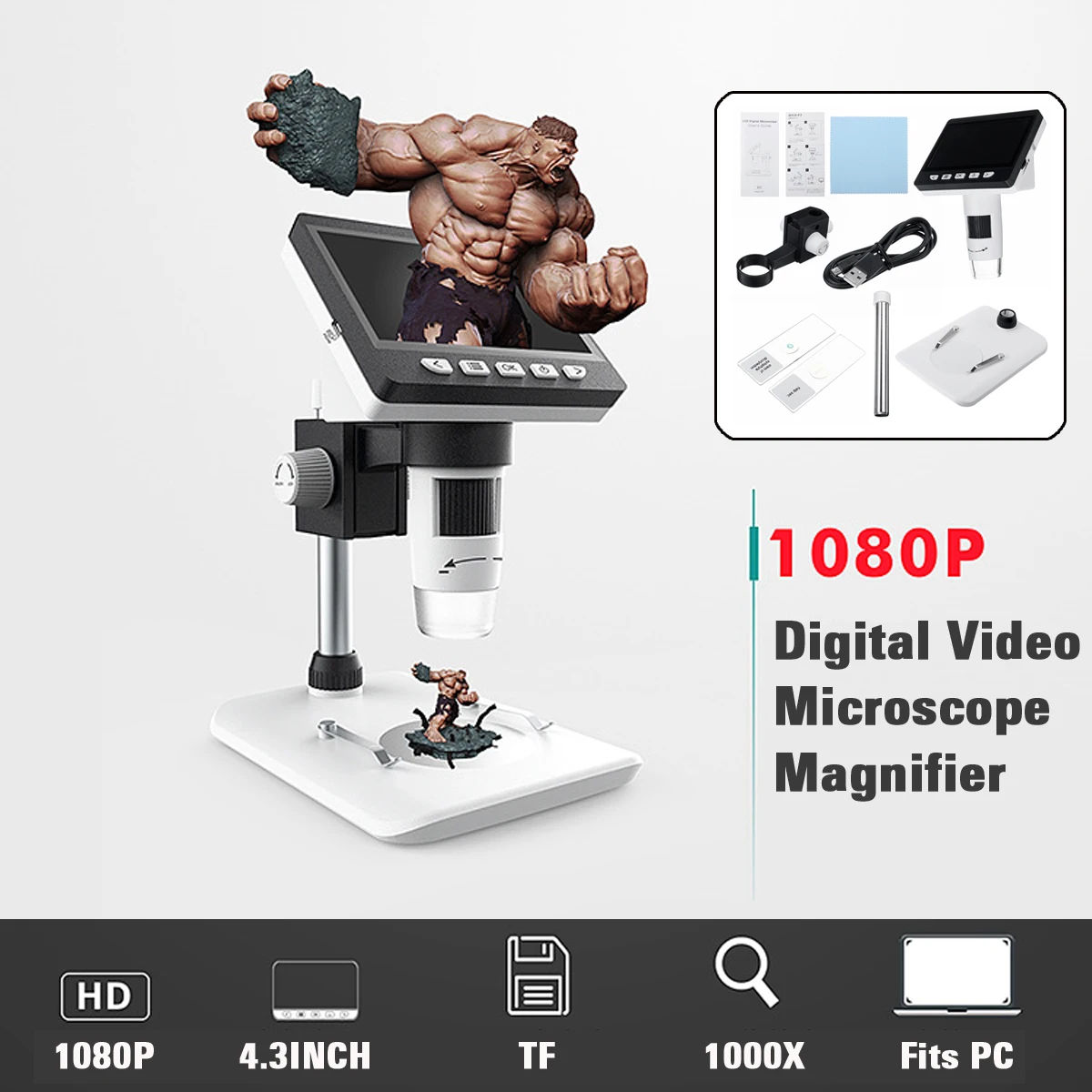 Высокая quality1080P-1000X практичный Портативный Цифровые микроскопы ЖК-дисплей