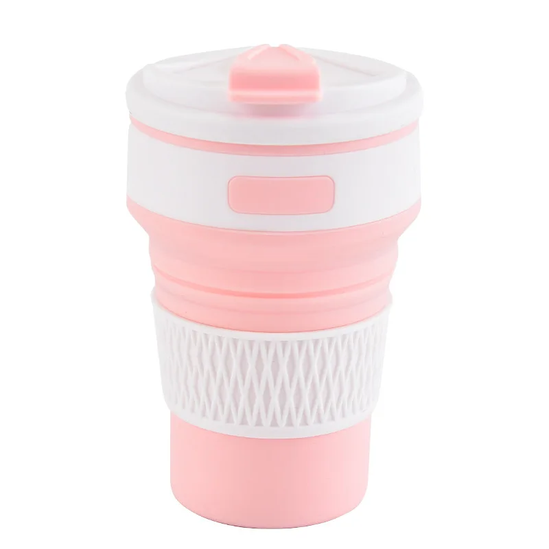 pink Силиконовая чашка креативный Силиконовый складной круглый Телескопический Силиконовый складной однослойный силиконовые чашки кружки, кофейная кружка - Цвет: pink