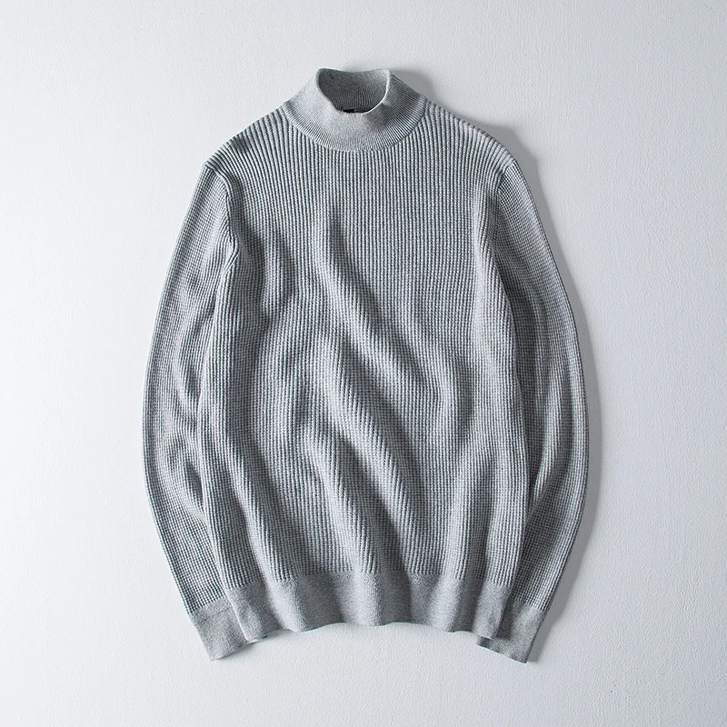 Мужская водолазка с высоким воротником повседневный винтажный серый свитер