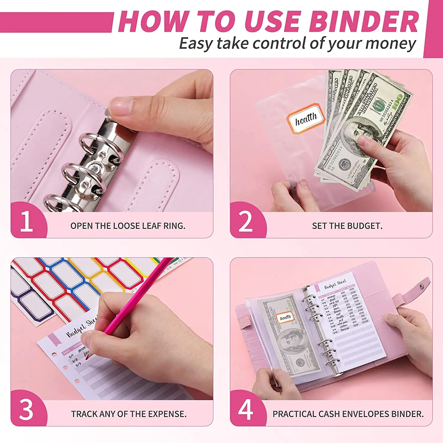 26Pcs A6 Budget Binder Cash Envelopes for Money Saving Organizer with Zipper Pockets Sheets and Self-adhesive Labels | Канцтовары для