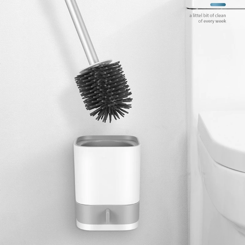 

Bathroom Bristle Toilet Brush with Base Punch-free Wall-mounted Toilet Brush Shower Room Cleaning Brushes Clean Tool