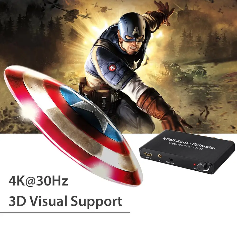 4K HDMI аудио экстрактор HDMI к HDMI+ SPDIF+ 5.1CH RCA+ 3,5 мм стерео наушники для Blu-Ray DVD плеер PS3 PS4 ЦАП конвертер