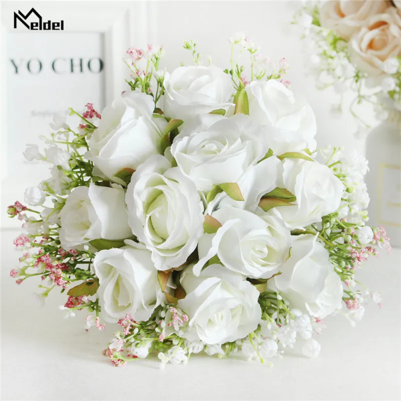 Meldel Bouquet Bride Wedding Bouquet Flower Artificial Silk Rose Babys Breath Bridesmaid Sister Wedding Flower Bouquets Decor Buy At The Price Of 19 In Aliexpress Com Imall Com