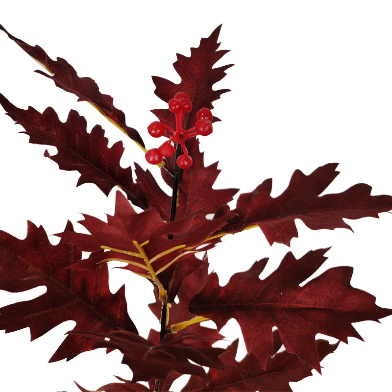 

Artificial Plant Red Leaves Christmas Leaf Red Single Bottle Flower Arrangement pei cai Wedding Home Decoration Leaf