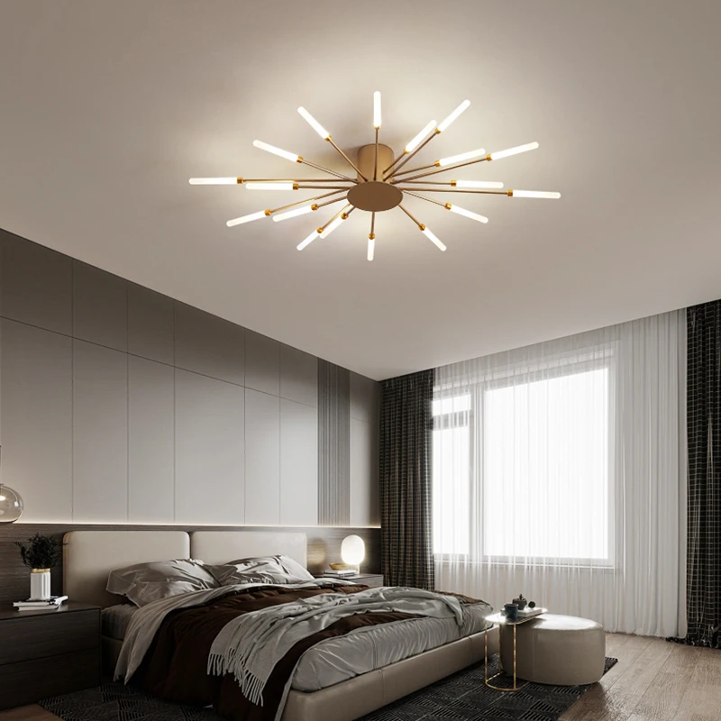 Gran oferta fuegos artificiales lámpara led habitación dormitorio hogar moderna lámpara de araña de techo led simple de lámpara de iluminación