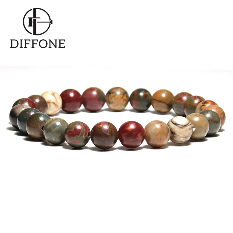 Diffone 8 мм браслеты из бисера для мужчин женщин настоящий натуральный опал Пикассо