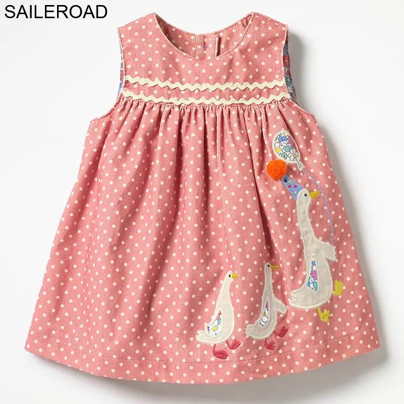 SAILEROAD Детская Брендовая Одежда 2019 Осень Хлопок Утка Животных Аппликация Dot