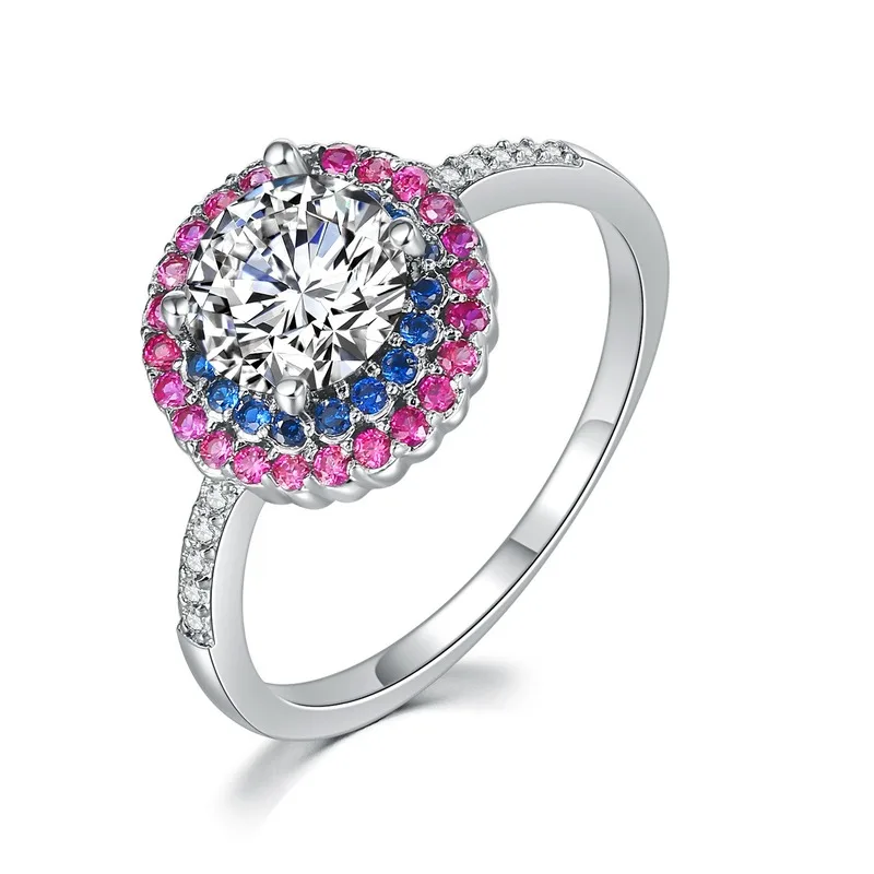 Женское кольцо из стерлингового серебра 925 пробы с аметистом и цирконием AAA