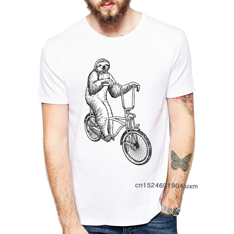 Забавные Молодежные футболки Ленивец езда на велосипеде с коротким рукавом