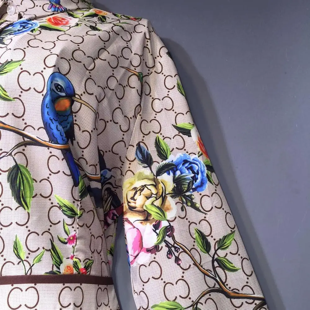 Женское длинное платье-рубашка с отложным воротником Платье макси цветочным