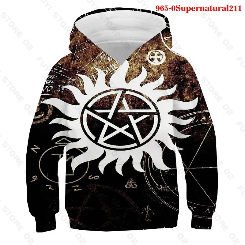 3D Supernatural Hoodie Kids Teens Funny Pullover Sweatershirt Casual Streetwear Boys Harajuku Hoodies | Мужская одежда