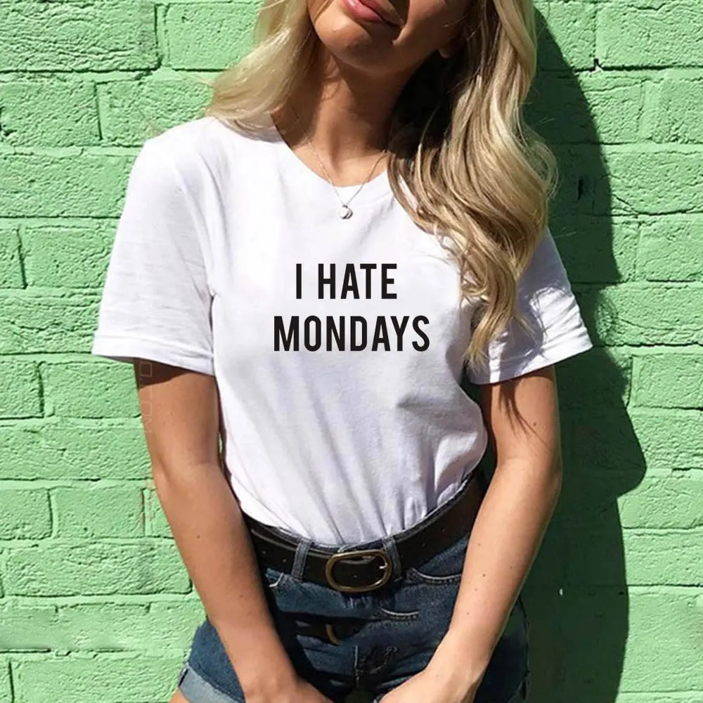 

Women's TShirt 2020 Fashion Female T-shirt Letter Inscription I hate monday Summer Top Tees