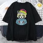 Женская футболка с принтом кошек, летняя свободная футболка с коротким рукавом и круглым вырезом в стиле аниме Харадзюку