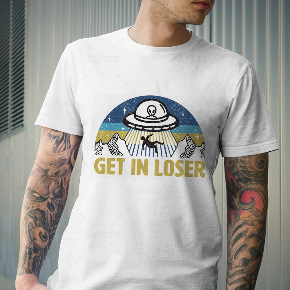 100% хлопок забавная Рубашка В Стиле НЛО инопланетянин винтажная рубашка в стиле