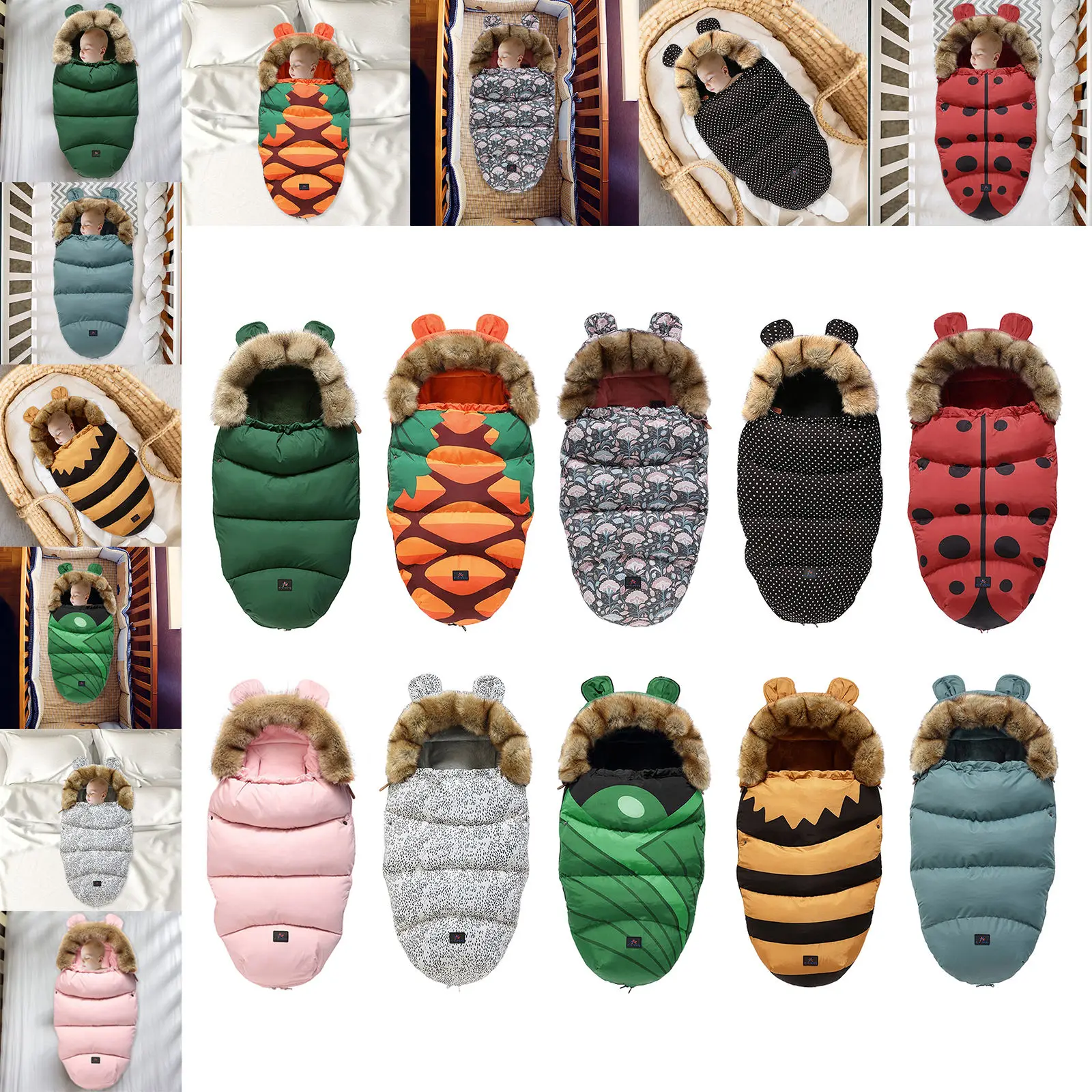 Зимний детский спальный мешок двухсторонняя молния удобный дышащий Женский для