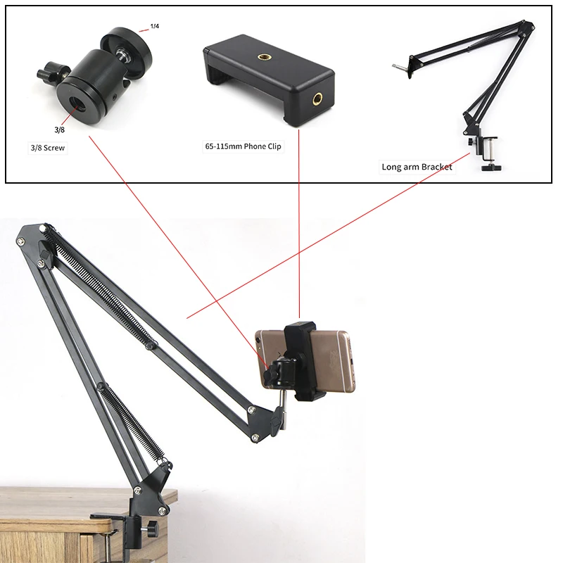 long arm lazy phone tablet stand bracket replacement accessory photography led selfie ring light replacement parts accessories free global shipping