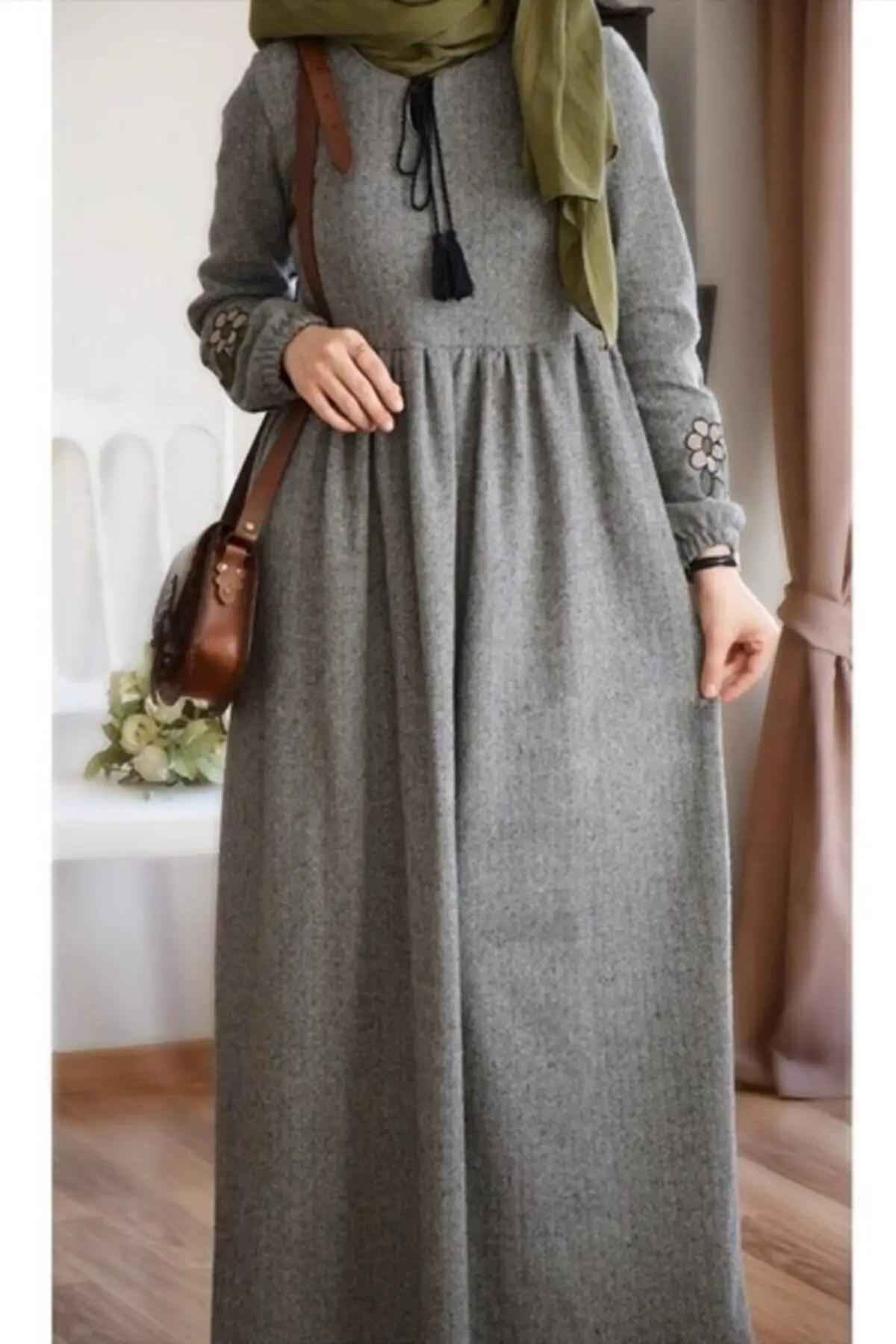 

Embroidered Herringbone Islamic Hijab Dress