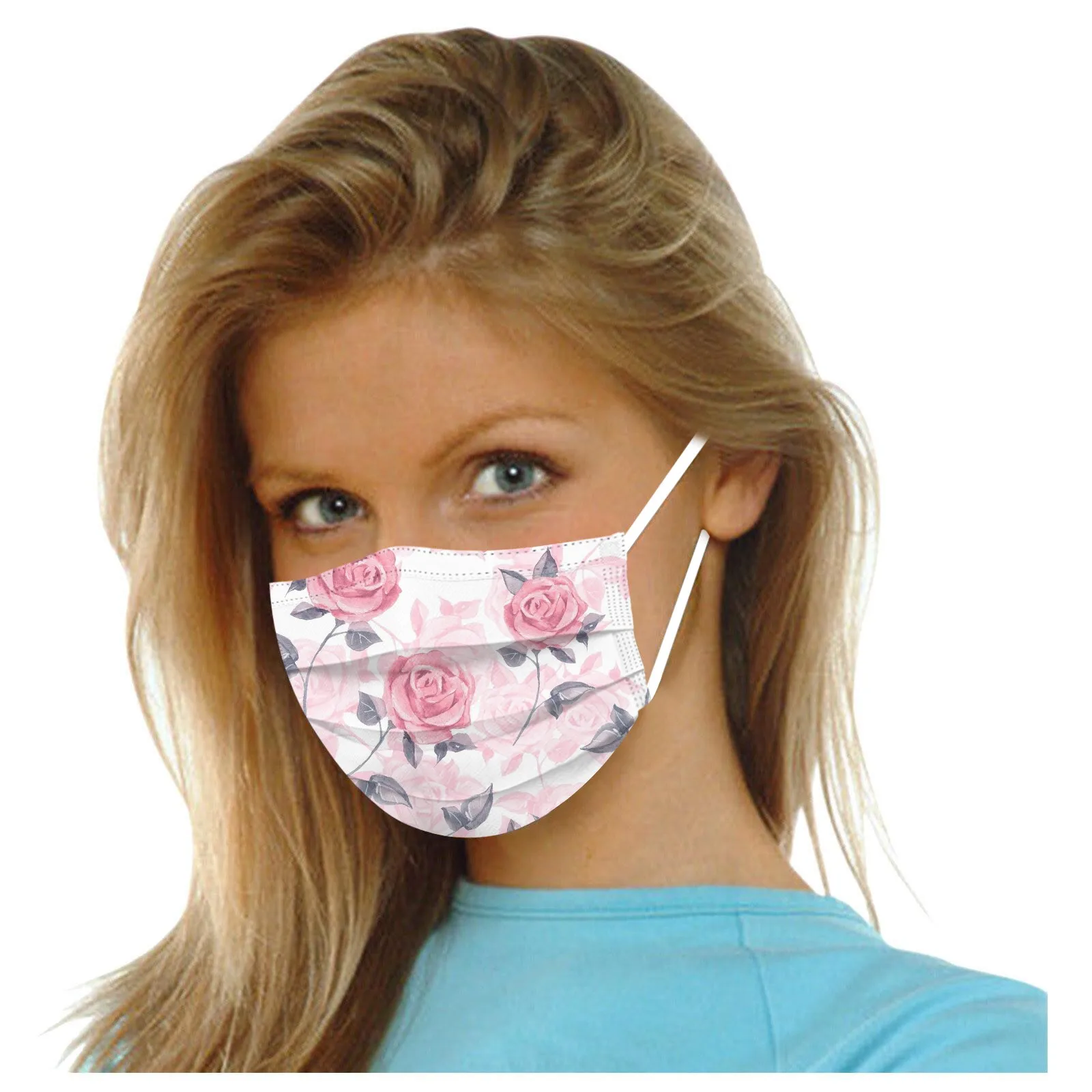 

Mascarillas Unisex Protection 50pcs Flower Printing Adult Disposable Christmas Mask 3 Layer Earring Face Mask Shield Masque